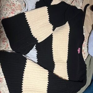 Miami Black and Cream Cardigan Sweater with Geometric Pattern